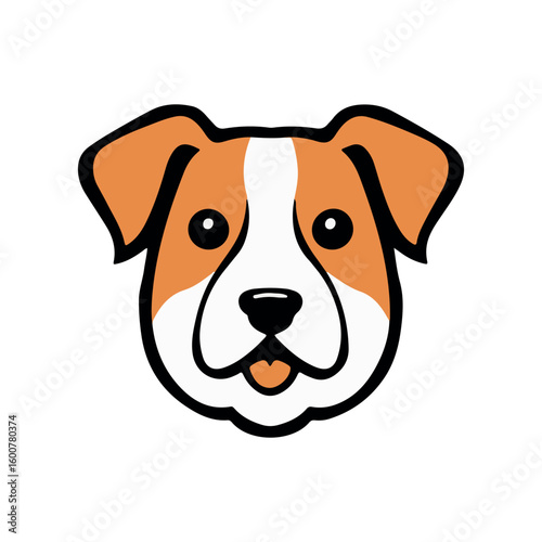Adorable cartoon jack russell terrier dog face with big eyes and floppy ears