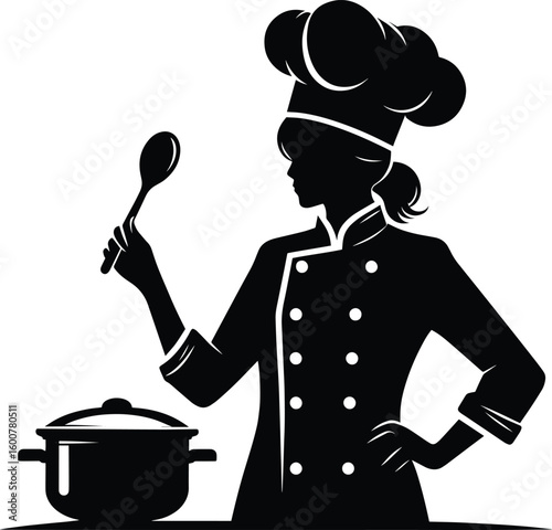 Chef preparing meal in kitchen vector illustration isolated on white background