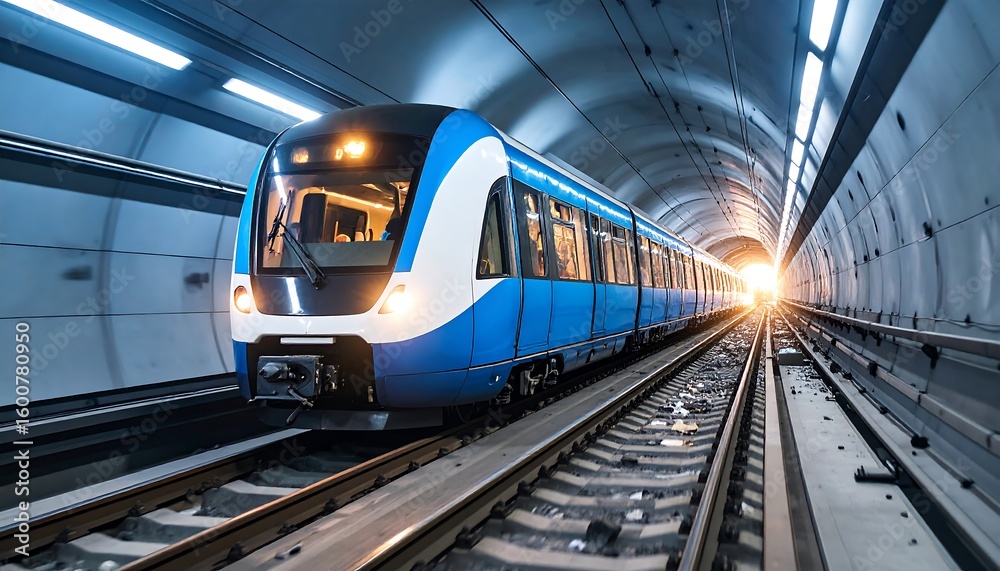Naklejka premium Modern train inside a tunnel