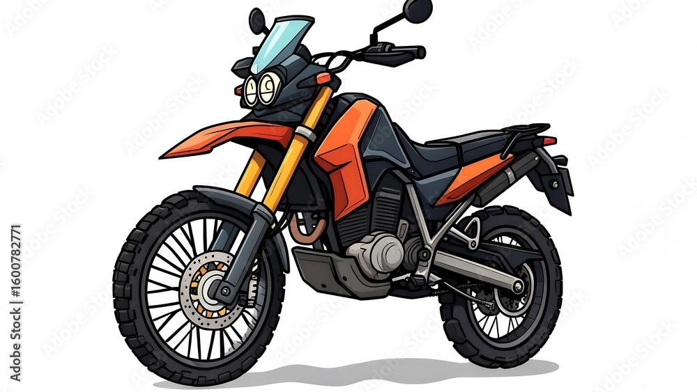 Obraz premium Orange and Black Dual-Sport Adventure Motorcycle Illustration