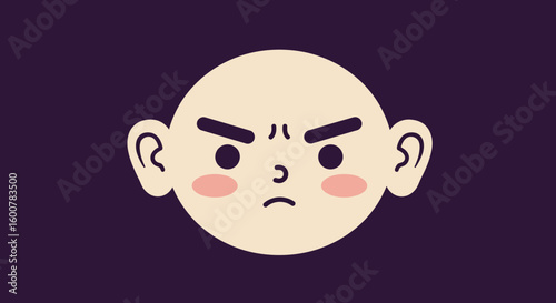 Cartoon Face Expressing Anger and Frustration.