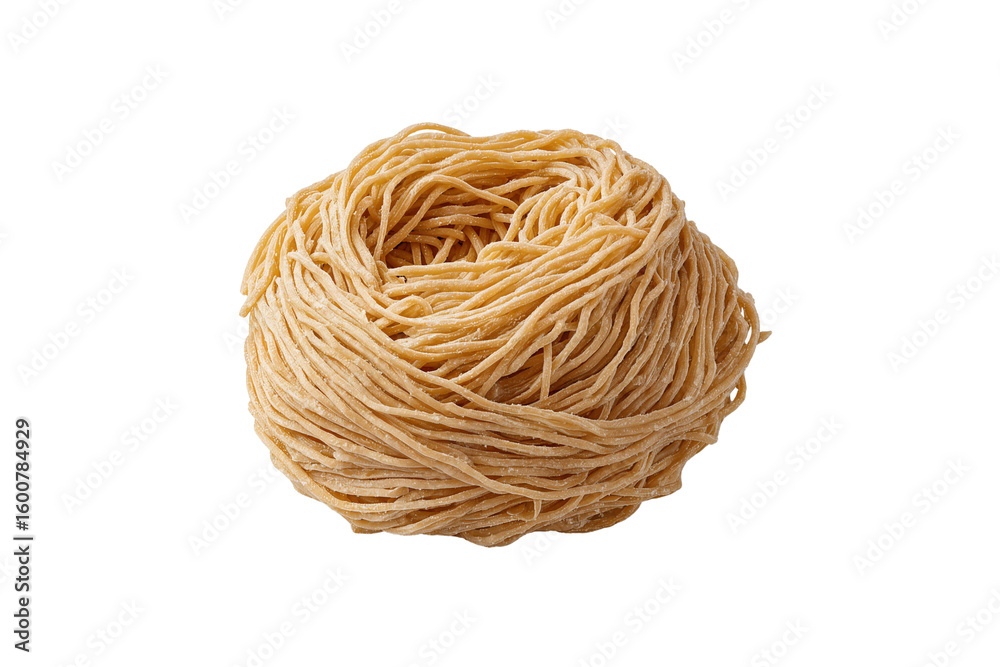Dry noodles, perfect for depicting Asian cuisine, cooking ingredients, or staple pantry items Dry noodles, perfect for depicting Asian cuisine, cooking ingredients, or staple pantry items