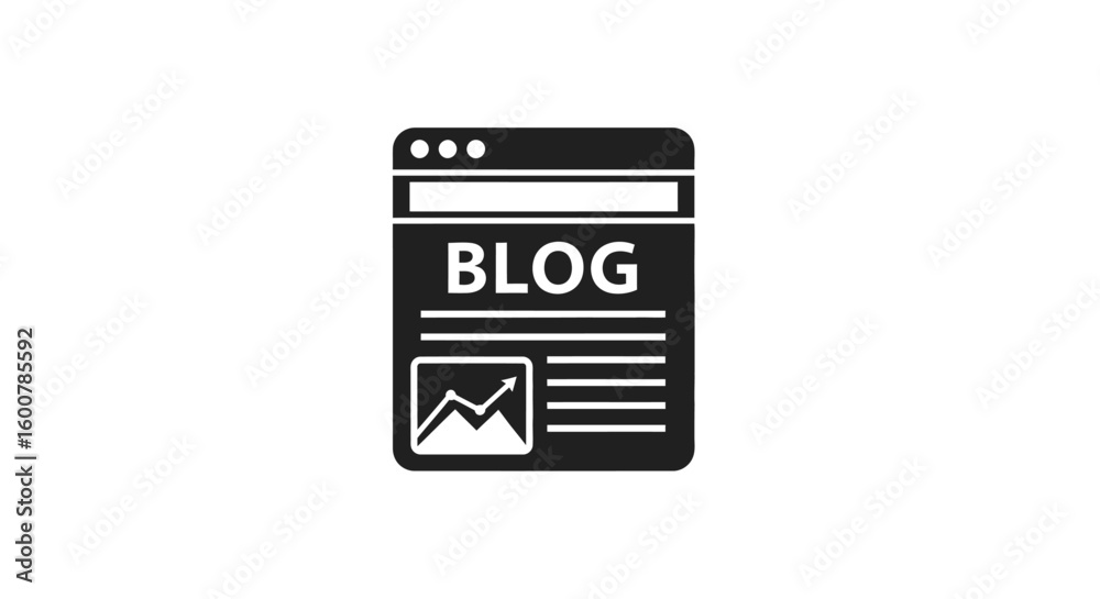 Simple Black and White Blog Icon with Graph. Simple Black and White Blog Icon with Graph.