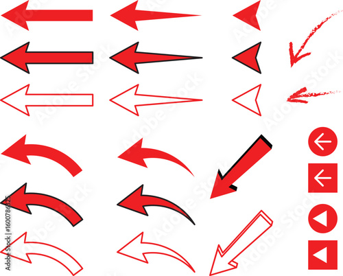 Red arrow vector illustrations red directional icons