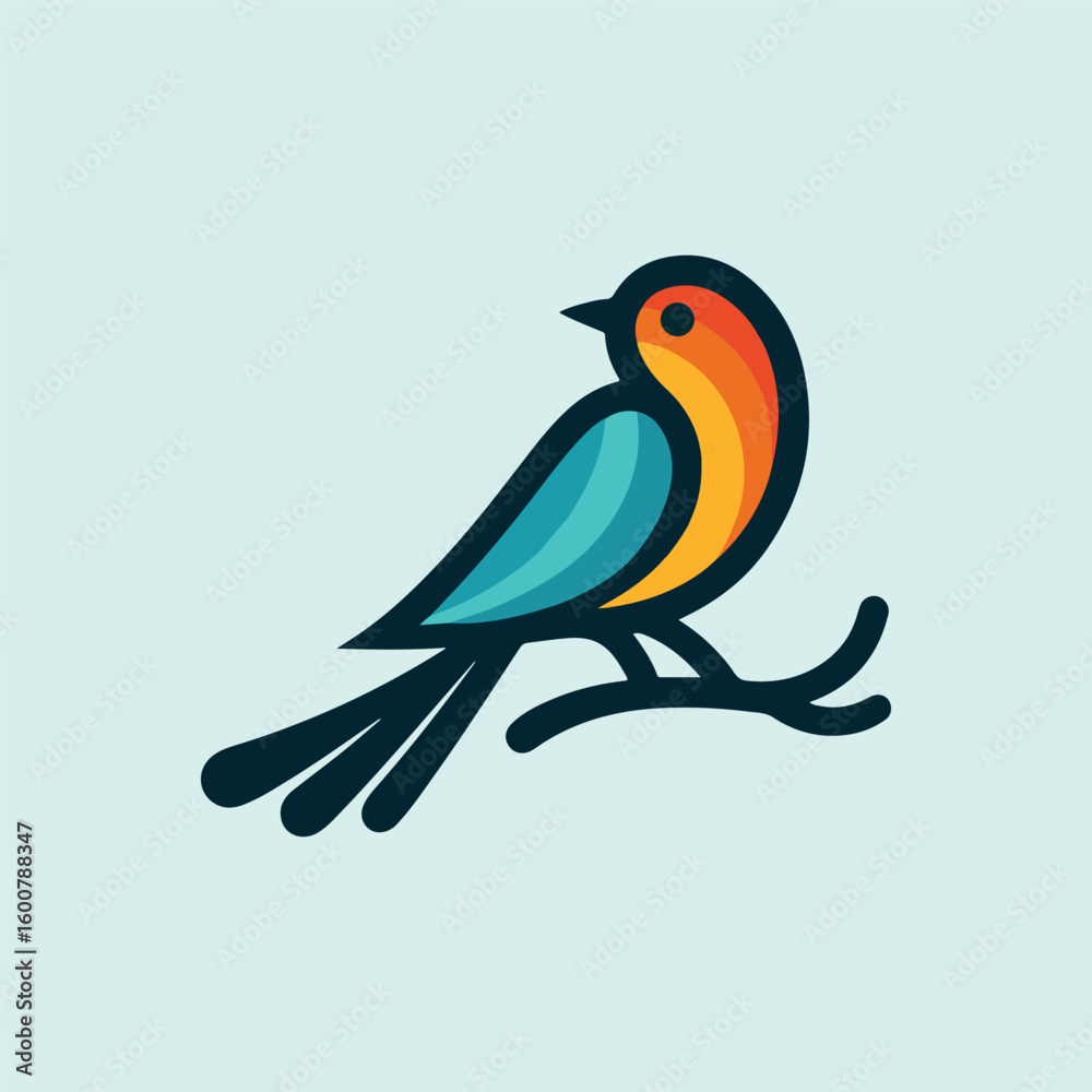 Obraz premium Cute blue and yellow parrot on a tree branch, a vibrant vector illustration of a tropical bird in nature