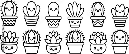Adorable potted cacti and succulents with smiling faces cactus plant