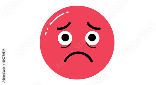 Sad Red Emoji with Depressed Facial Expression.