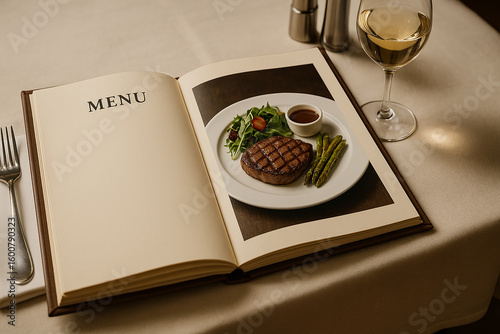 A blank photo of menu book of restaurant