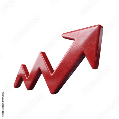 Red Arrow Growth Chart Progress Success and Upward Trend isolated on transparent background