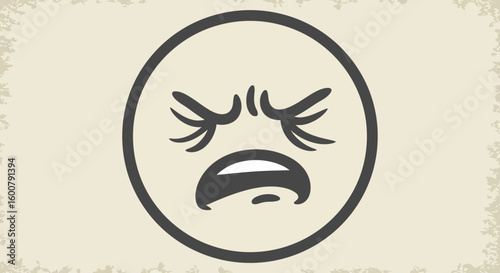 Cartoon Face Showing Disgust Anger or Pain.