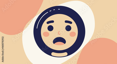 Surprised Cartoon Face with Open Mouth and Eyes.