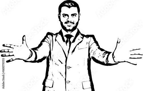 Business man with hands stretched