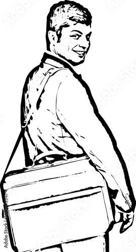Happy buisiness man going to job