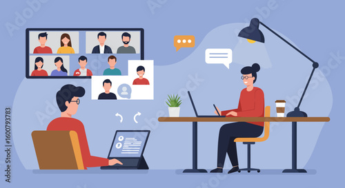 People Working Remotely on Video Conference Call.