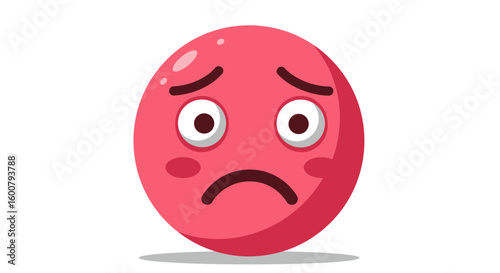 Sad Red Egg-Shaped Emoji with Downcast Expression.