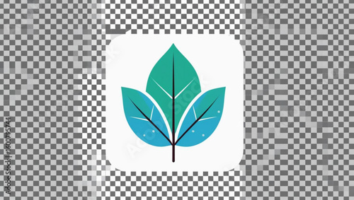 Green and Blue Leaf Icon or App Symbol