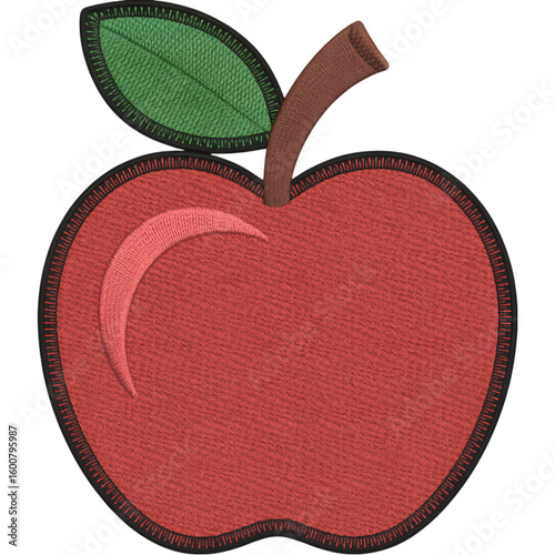 Red Apple Embroidery Design Perfect for Patches  Crafts isolated on transparent background