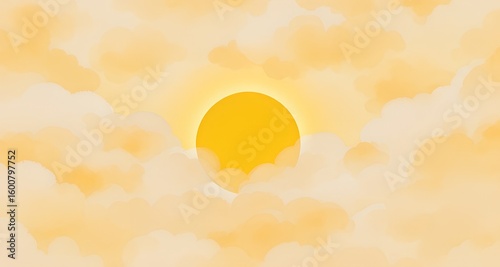 A vibrant orange and red sunset paints the sky with the sun peeking through scattered clouds over the tranquil ocean horizon