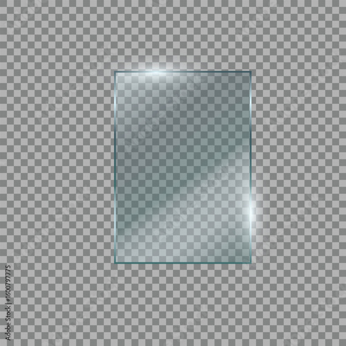 3D narrow tall frosted glass panel element representing sleek transparent UI display vertical interface component or modern design shape on transparent background
