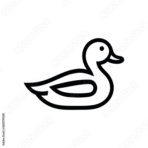 Simple outline drawing of a mallard duck facing right on a white background