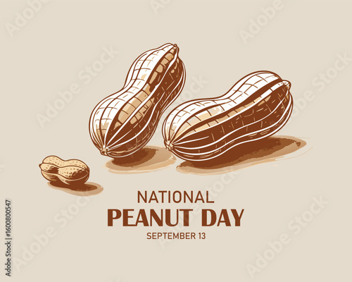 National Peanut Day vector. Pile of peanuts vector illustration. American delicacy. Peanut Day Poster, September 13.
