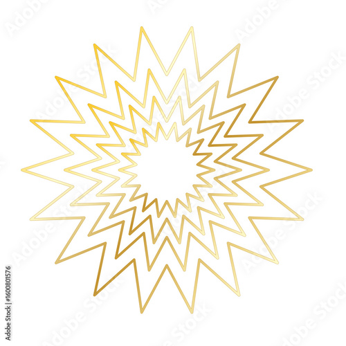 Gold Sun Star Ray Outline Icon. Vintage Wedding Card Invitation Decorative Element Symbol. Astrology Tattoo Style/ Aesthetic Elegant Golden Gradient Star Symbol. 