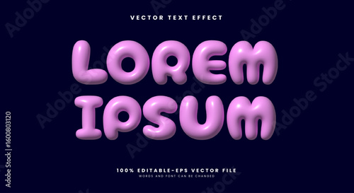 Lorem Ipsum 3d pink Inflated Style editable text effect Template