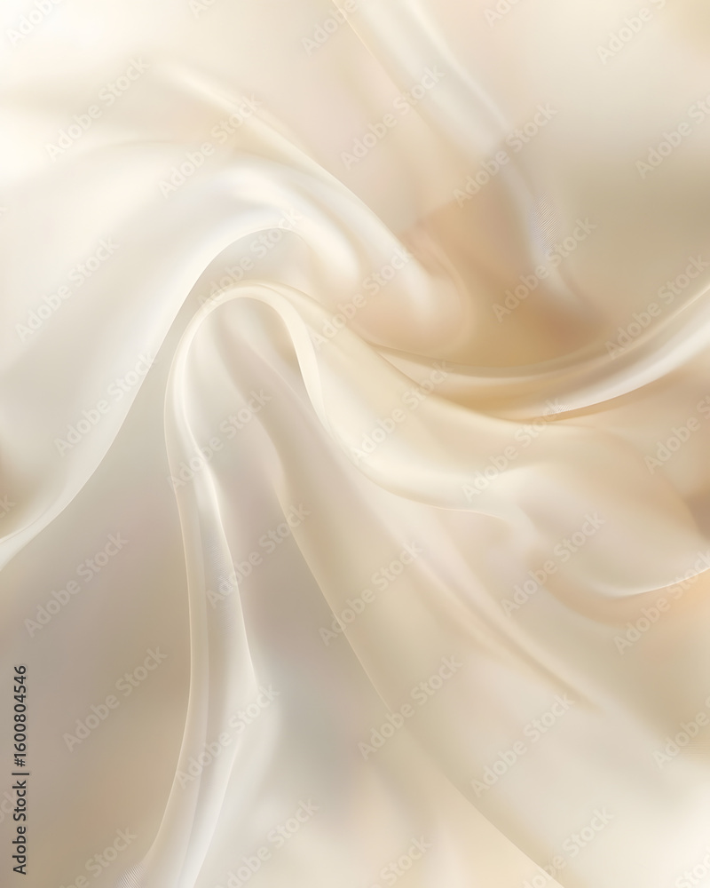 Fototapeta premium Elegant Folds of Flowing Off-White Silk Fabric - Luxurious Abstract Background.