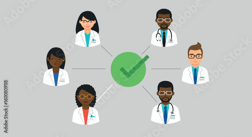 Team collaboration in healthcare: flat design medical professionals network