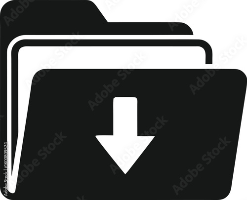 Highly Detailed Black Silhouette Icon of a Folder for Download