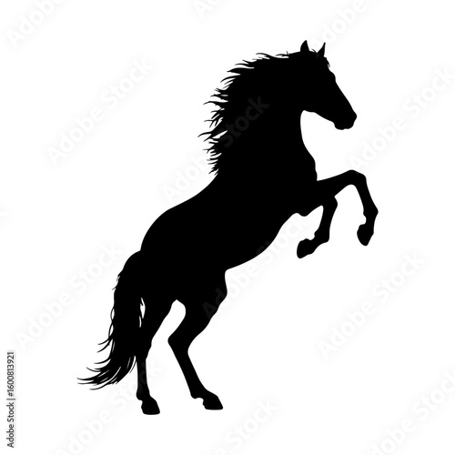 Horse rearing on hind legs silhouette icon vector flat illustration on white background.