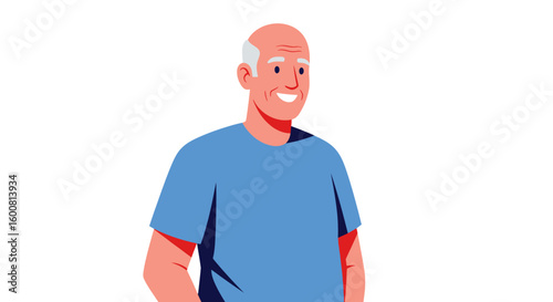Stylized portrait of an elder man with a gentle smile conveying wisdom and life experience captured through unique minimalist vector art style