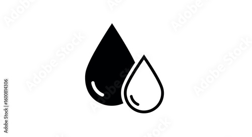 Minimalist black and white water drop icon design