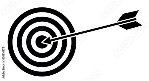 Black target with arrow pointing at center on white background