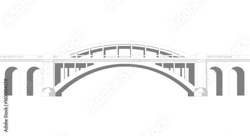 Detailed architectural rendering of an arched bridge structure with geometric patterns showcasing precision and structural design elements