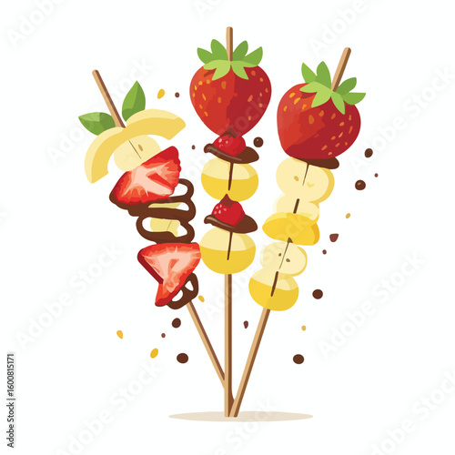 Sweet Fruit Skewer Vector
