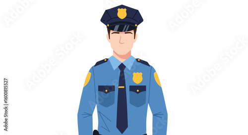 Vector illustration showcasing a police officer in uniform symbolizing law enforcement and public safety ideal for graphic design projects