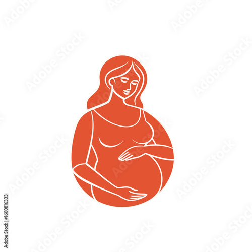 Maternity Silhouette in Red – Expecting Mom Symbol

