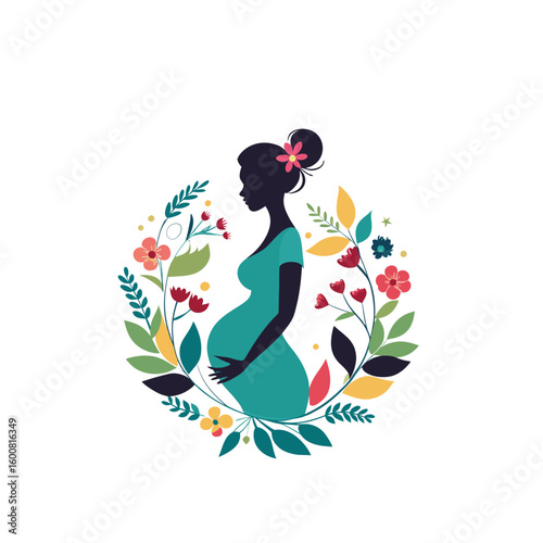 Floral Pregnancy Woman – Motherhood with Nature Frame

