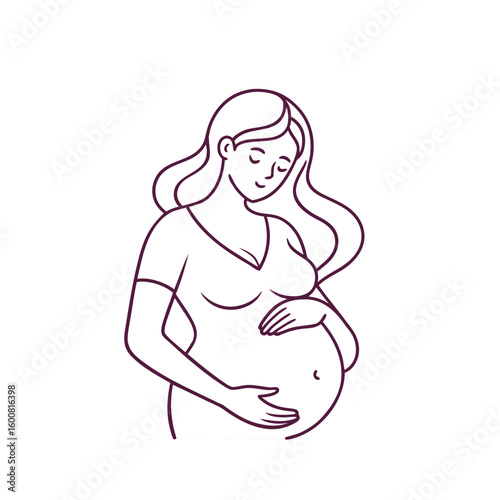 Pregnant Woman Outline – Expecting Mother Line Art

