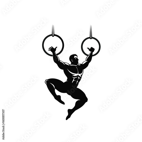 Male Gymnast on Rings Silhouette – Strength Sports Icon