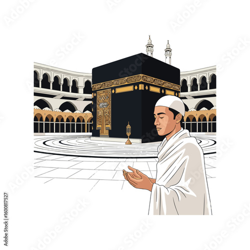 Vector performing hajj in mecca