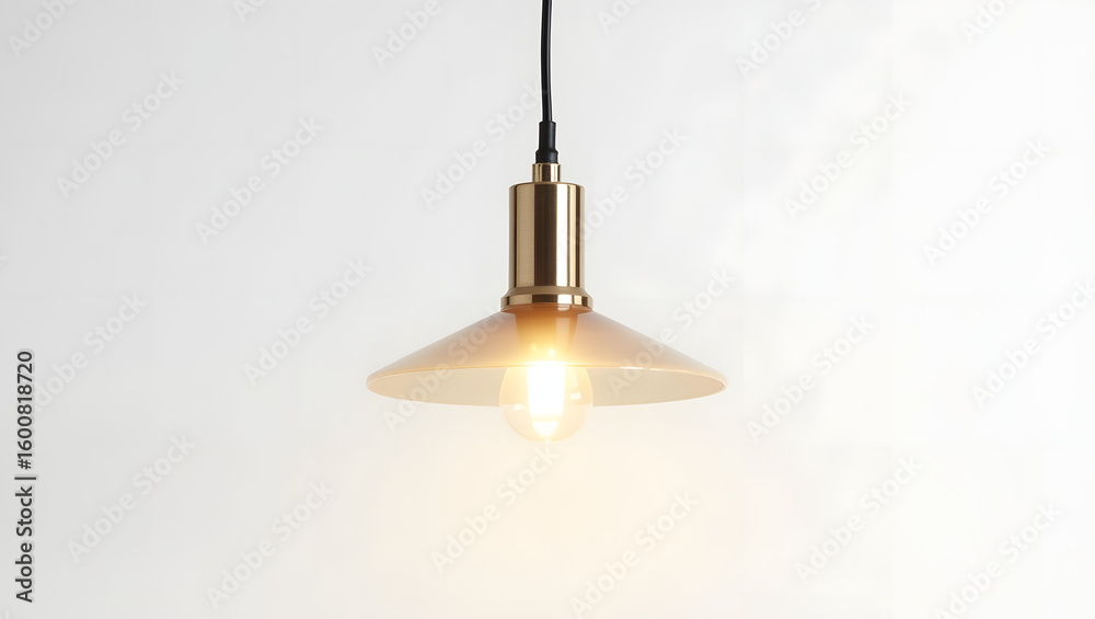 Obraz premium Modern glow for cozy interiors – sleek hanging lamp with soft warm light. 