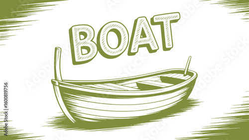 Vintage Rowboat Illustration.