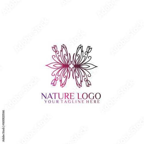 logo pink flower background