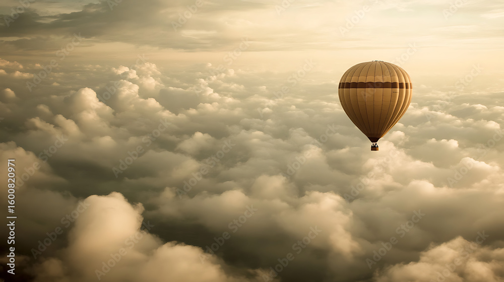 Obraz premium The tranquil sight of a hot-air balloon floating amidst the clouds