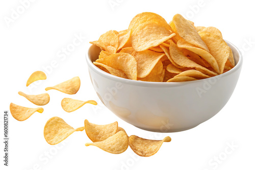 Potato chips with bowl snack food PNG Image