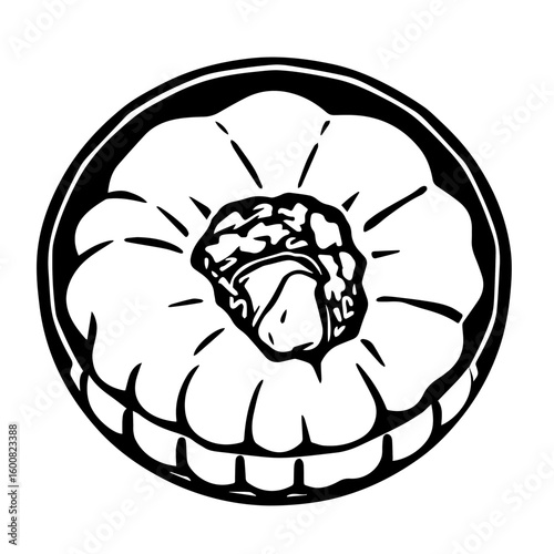 Dim Sum Delight: Single Steamed Dumpling With Savory Meat Filling Artistic Style Depiction