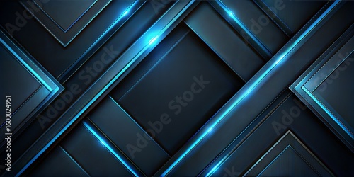 A sleek and modern design with blue neon lines creating a futuristic and dynamic visual effect on a dark background