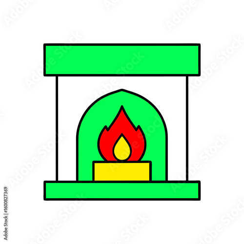 outline vector illustration of a fireplace